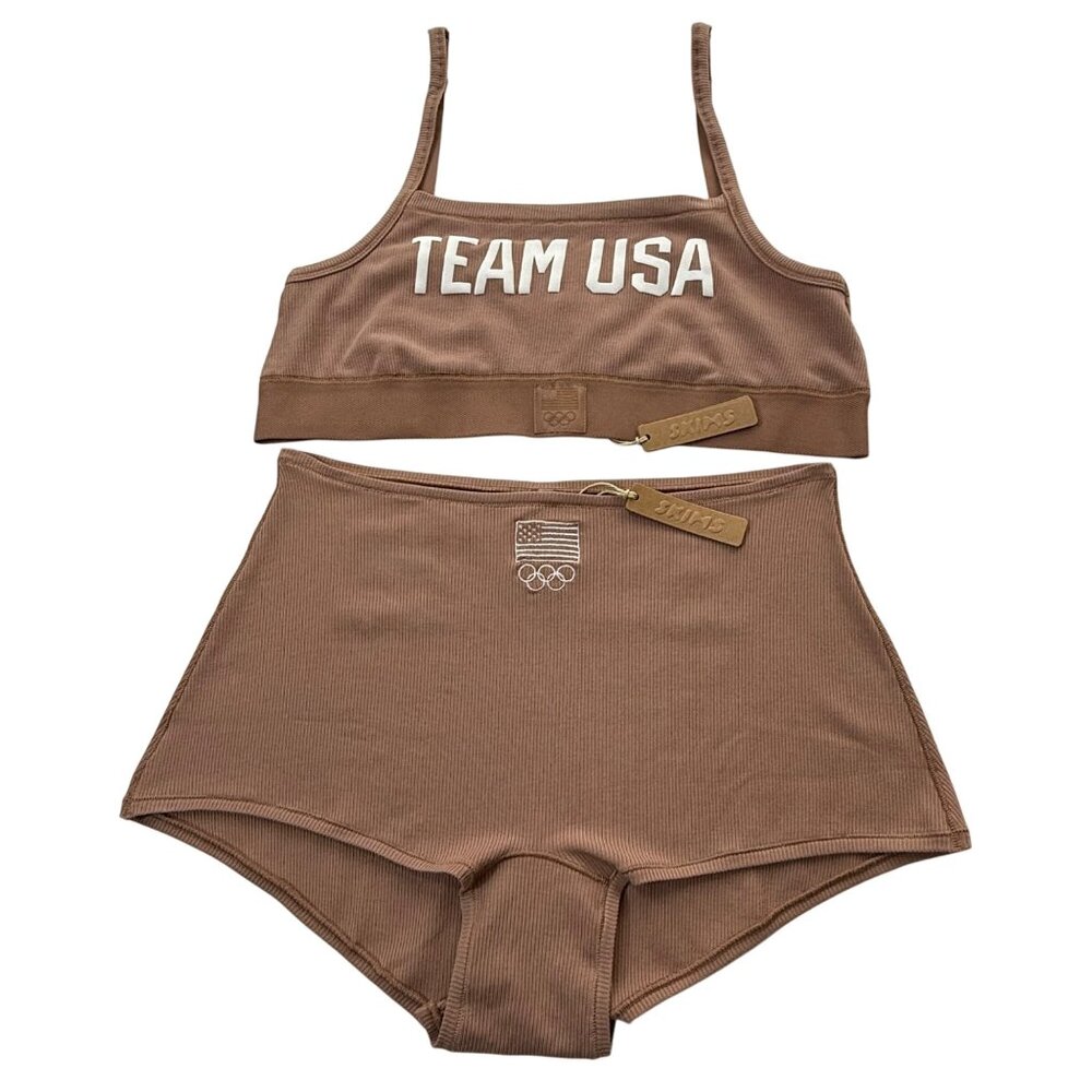 SKIMS Soft Lounge Bralette +‎ Boy Short Set Team USA Olympic Capsule Sienna 2X